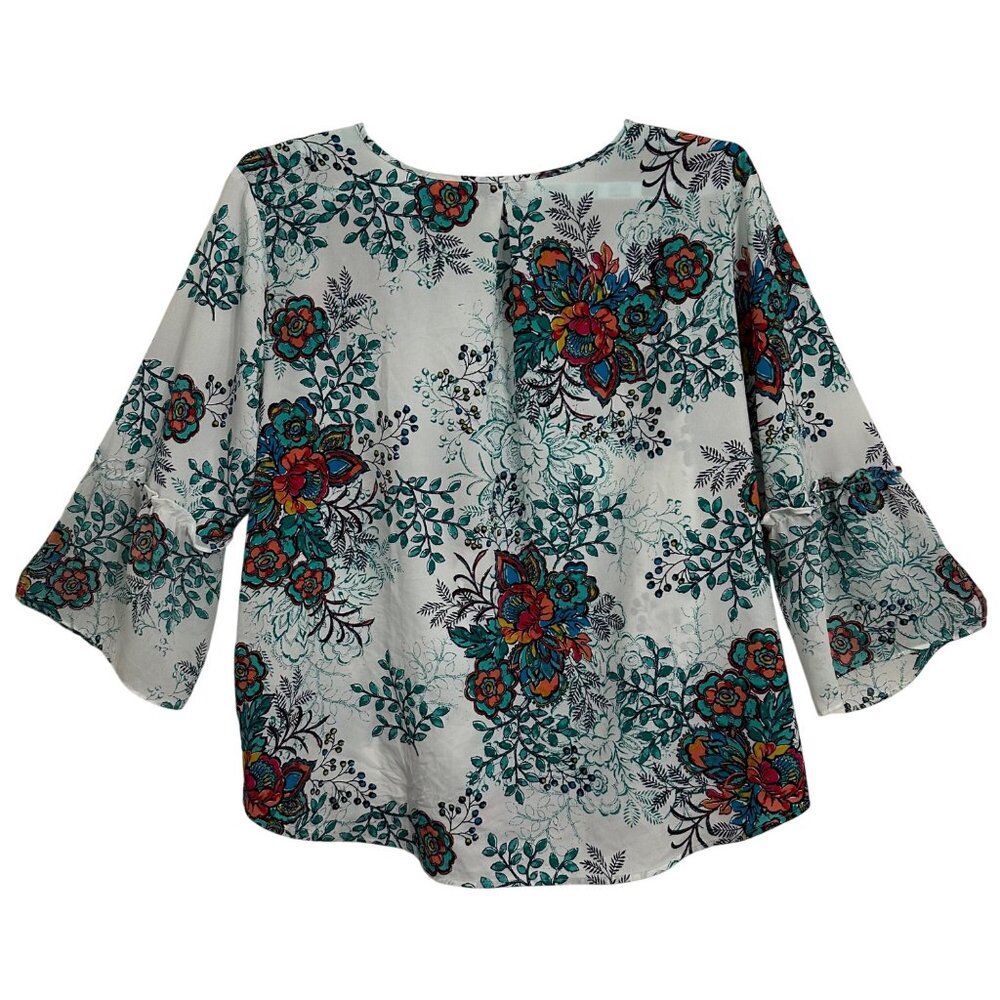 Van Heusen Womens Floral Print Blouse XXL Bell Sleeve Boho Hippie Fairy - Picture 2 of 7